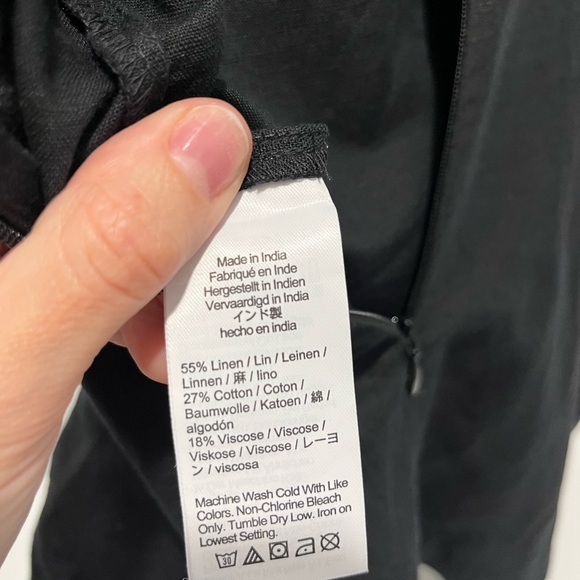 Madewell Tie-Waist Romper Black Pockets Size 2 Linen square neckline NEW NQ635 - Picture 11 of 13